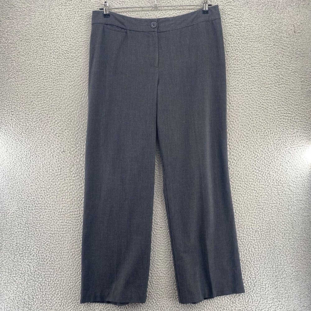 Chicos Pants Womens 2.5 US 14 Short Gray Stretch Wide Leg Stretch Office Career